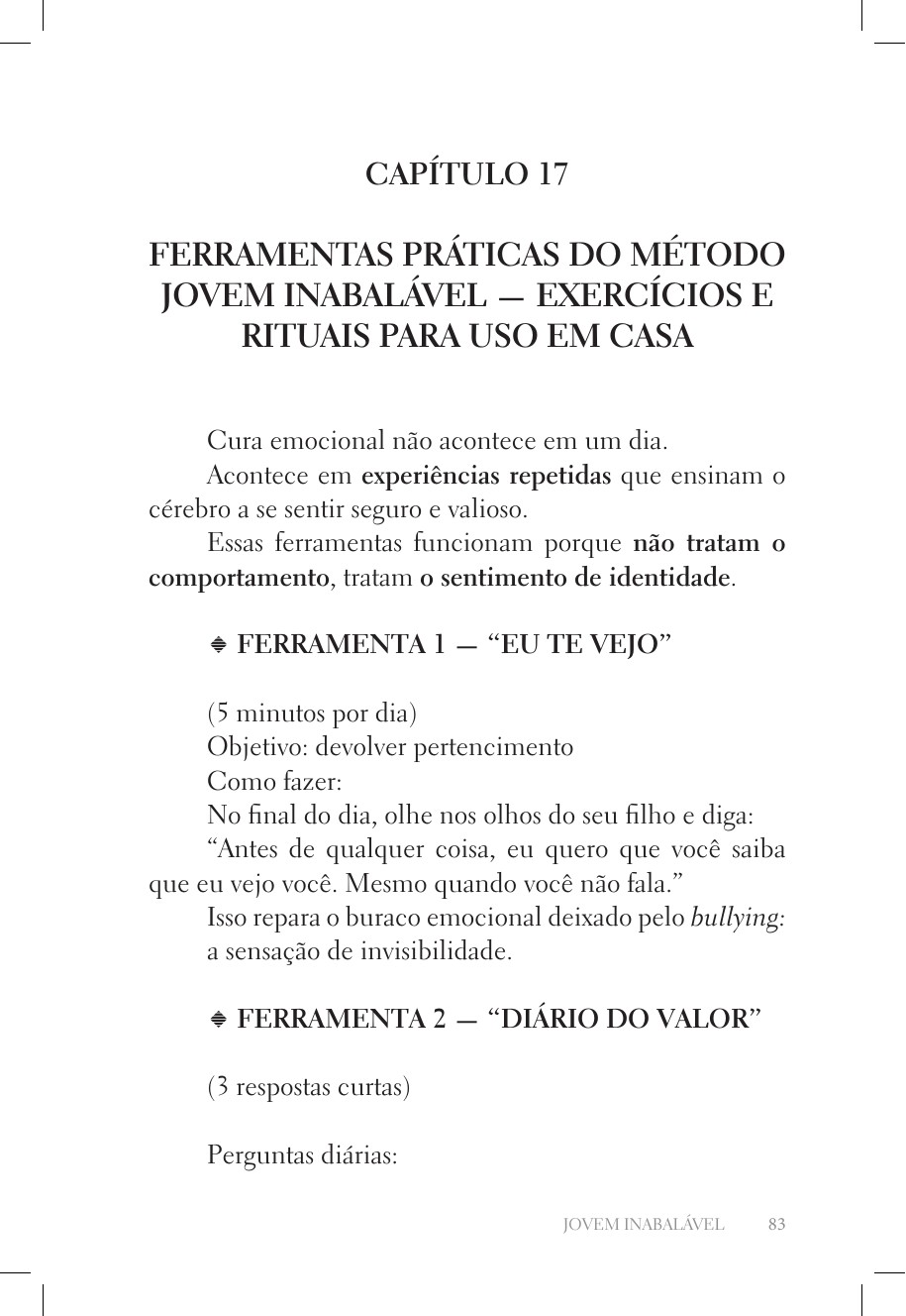 Página interna com ferramenta prática para fortalecer o valor próprio